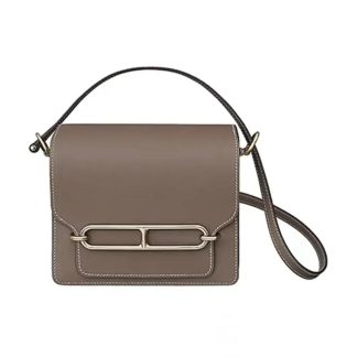 Hermes Women Roulis Mini Bag in Evergrain Calfskin-GraySilver