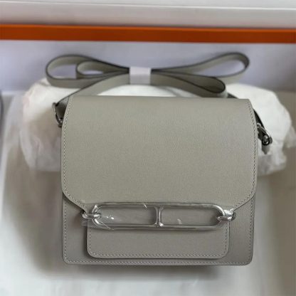 Hermes Women Roulis Mini Bag in Evergrain Calfskin-Silver - 图片 2