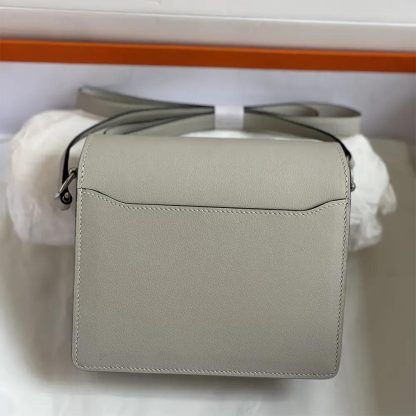 Hermes Women Roulis Mini Bag in Evergrain Calfskin-Silver - 图片 3