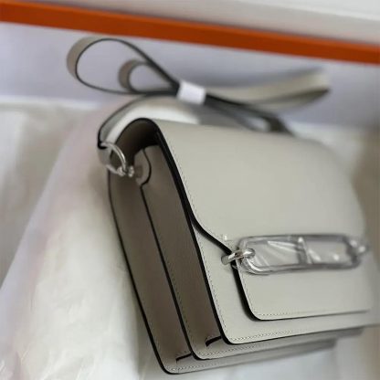 Hermes Women Roulis Mini Bag in Evergrain Calfskin-Silver - 图片 8