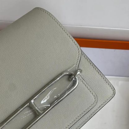 Hermes Women Roulis Mini Bag in Evergrain Calfskin-Silver - 图片 7