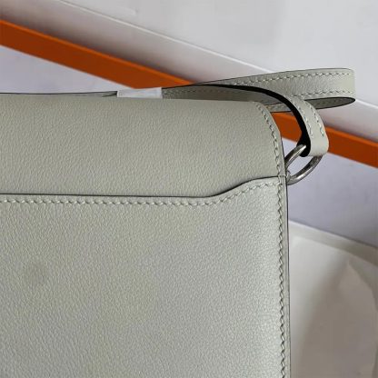 Hermes Women Roulis Mini Bag in Evergrain Calfskin-Silver - 图片 6