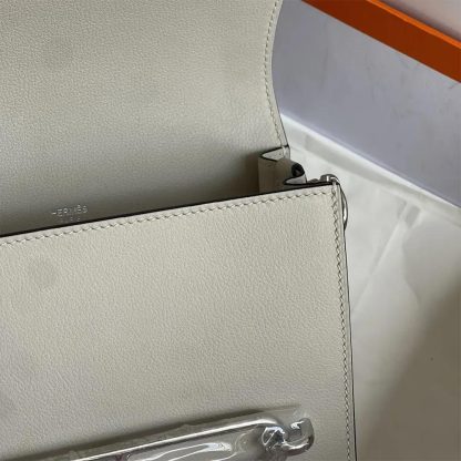 Hermes Women Roulis Mini Bag in Evergrain Calfskin-Silver - 图片 4