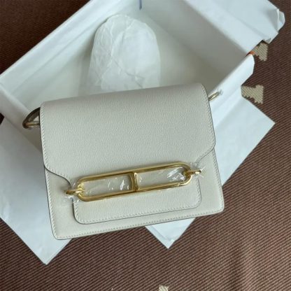 Hermes Women Roulis Mini Bag in Evergrain Calfskin-WhiteGold - 图片 2