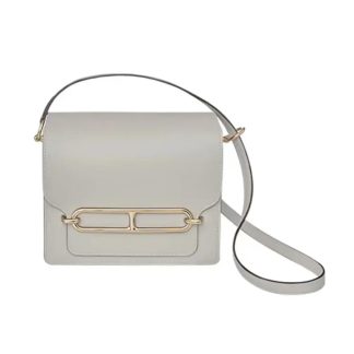 Hermes Women Roulis Mini Bag in Evergrain Calfskin-WhiteGold