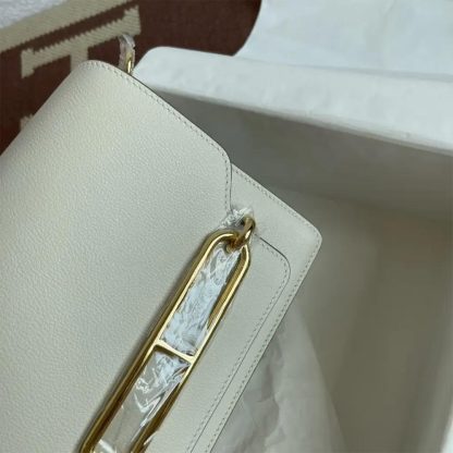 Hermes Women Roulis Mini Bag in Evergrain Calfskin-WhiteGold - 图片 9