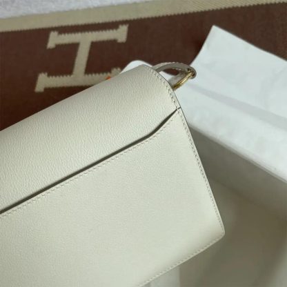 Hermes Women Roulis Mini Bag in Evergrain Calfskin-WhiteGold - 图片 7