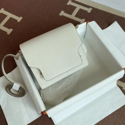 Hermes Women Roulis Mini Bag in Evergrain Calfskin-WhiteGold - 图片 6