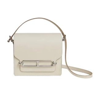 Hermes Women Roulis Mini Bag in Evergrain Calfskin-WhiteSilver