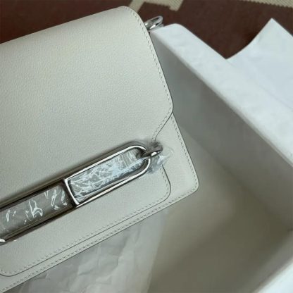 Hermes Women Roulis Mini Bag in Evergrain Calfskin-WhiteSilver - 图片 10