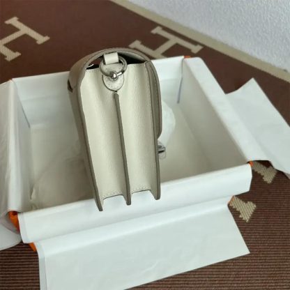 Hermes Women Roulis Mini Bag in Evergrain Calfskin-WhiteSilver - 图片 6