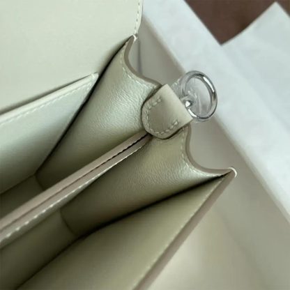 Hermes Women Roulis Mini Bag in Evergrain Calfskin-WhiteSilver - 图片 9