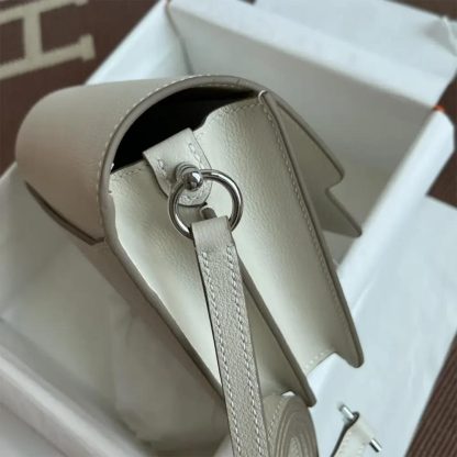 Hermes Women Roulis Mini Bag in Evergrain Calfskin-WhiteSilver - 图片 8