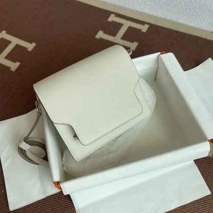 Hermes Women Roulis Mini Bag in Evergrain Calfskin-WhiteSilver - 图片 4