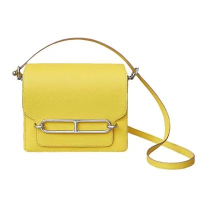 Hermes Women Roulis Mini Bag in Evergrain Calfskin-YellowSilver