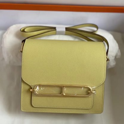 Hermes Women Roulis Mini Bag in Evergrain Calfskin-YellowSilver - 图片 2