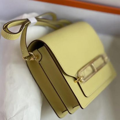 Hermes Women Roulis Mini Bag in Evergrain Calfskin-YellowSilver - 图片 4