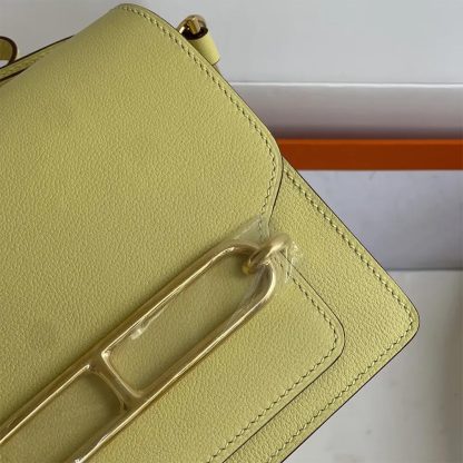 Hermes Women Roulis Mini Bag in Evergrain Calfskin-YellowSilver - 图片 5