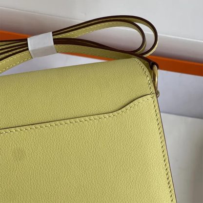 Hermes Women Roulis Mini Bag in Evergrain Calfskin-YellowSilver - 图片 8