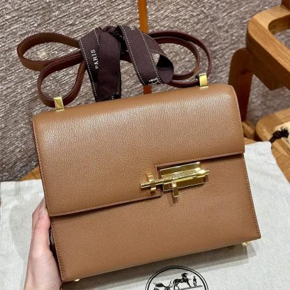 Hermes Women Verrou 21 Bag in Epsom Leather-BrownGold - 图片 2