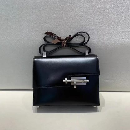 Hermes Women Verrou Bag in Box Leather-BlackSilver - 图片 2