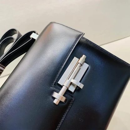 Hermes Women Verrou Bag in Box Leather-BlackSilver - 图片 9