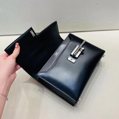 Hermes Women Verrou Bag in Box Leather-BlackSilver - 图片 7