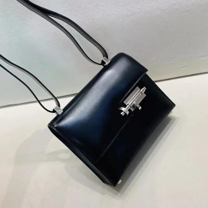 Hermes Women Verrou Bag in Box Leather-BlackSilver - 图片 5