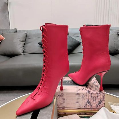 Jimmy Choo Women Scarlett Ankle Boot 95 Postbox Red Nappa Leather Boots - 图片 5