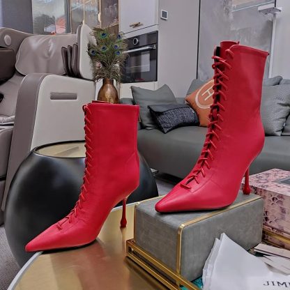 Jimmy Choo Women Scarlett Ankle Boot 95 Postbox Red Nappa Leather Boots - 图片 6