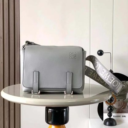 Loewe Men XS Military Messenger Bag in Supple Smooth Calfskin and Jacquard-Grey - 图片 2
