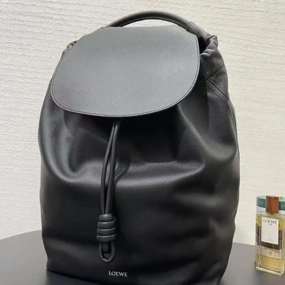 Loewe Unisex Flamenco Backpack in Shiny Supple Calfskin-Black - 图片 3