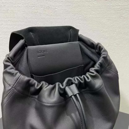 Loewe Unisex Flamenco Backpack in Shiny Supple Calfskin-Black - 图片 7