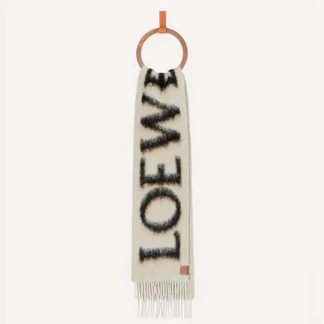 Loewe Unisex LOEWE Scarf in Wool and Mohair-WhiteBlack