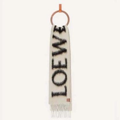 Loewe Unisex LOEWE Scarf in Wool and Mohair-WhiteBlack