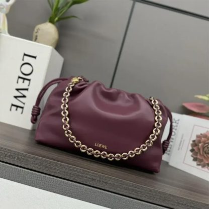 Loewe Unisex Medium Flamenco Purse in Mellow Nappa Lambskin-Dark Burgundy - 图片 3