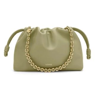 Loewe Unisex Medium Flamenco Purse in Mellow Nappa Lambskin-Eucalyptus Green