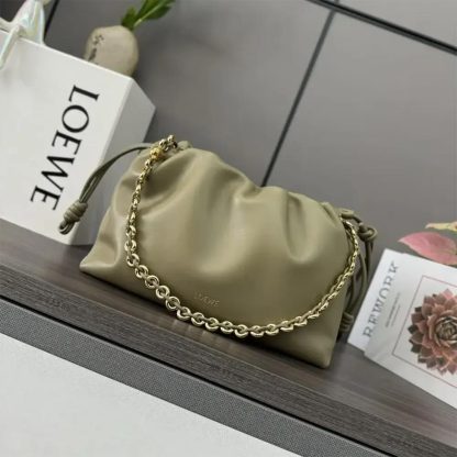 Loewe Unisex Medium Flamenco Purse in Mellow Nappa Lambskin-Eucalyptus Green - 图片 2