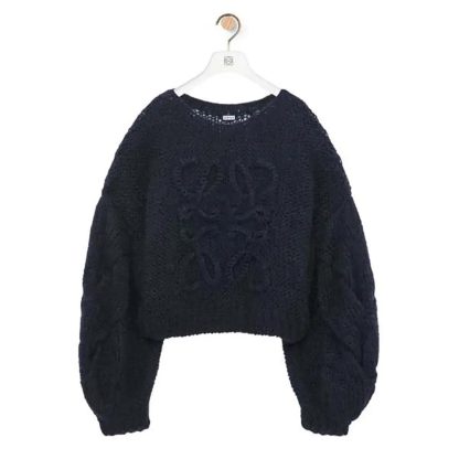 Loewe Women Anagram Sweater in Mohair-Dark Navy S359Y14KBO