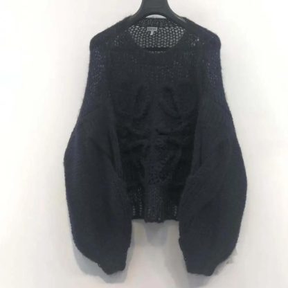 Loewe Women Anagram Sweater in Mohair-Dark Navy S359Y14KBO - 图片 4