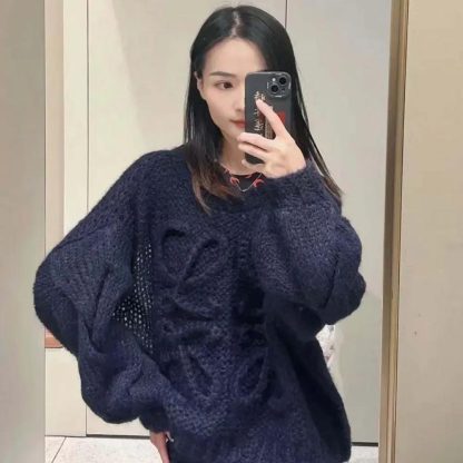 Loewe Women Anagram Sweater in Mohair-Dark Navy S359Y14KBO - 图片 6