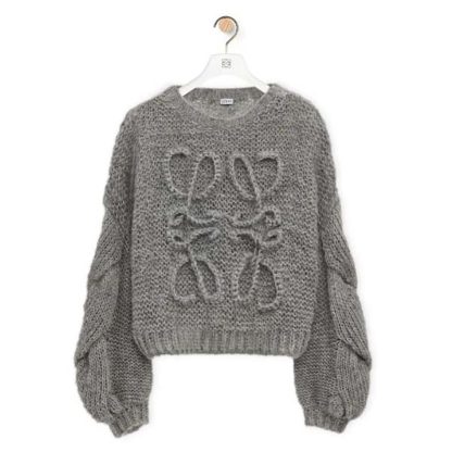 Loewe Women Anagram Sweater in Mohair-Grey S359Y14KBO