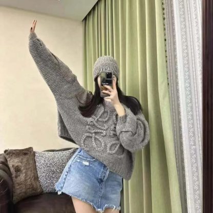 Loewe Women Anagram Sweater in Mohair-Grey S359Y14KBO - 图片 10