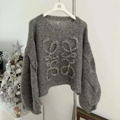 Loewe Women Anagram Sweater in Mohair-Grey S359Y14KBO - 图片 2