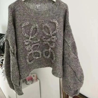 Loewe Women Anagram Sweater in Mohair-Grey S359Y14KBO - 图片 3