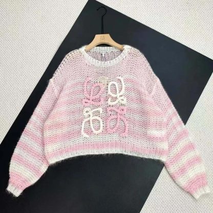 Loewe Women Anagram Sweater in Mohair-Pink S359Y14KCS - 图片 2