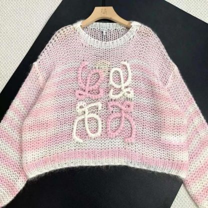 Loewe Women Anagram Sweater in Mohair-Pink S359Y14KCS - 图片 3