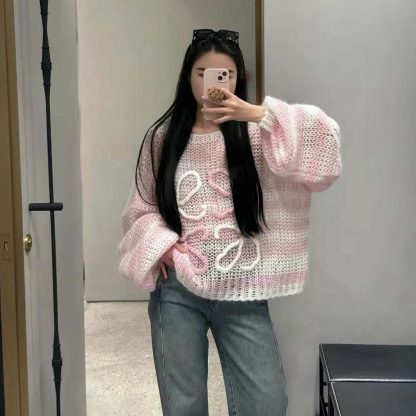 Loewe Women Anagram Sweater in Mohair-Pink S359Y14KCS - 图片 10