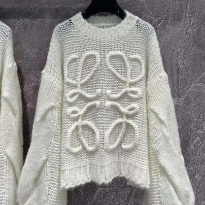 Loewe Women Anagram Sweater in Mohair-White S359Y14KBO - 图片 2