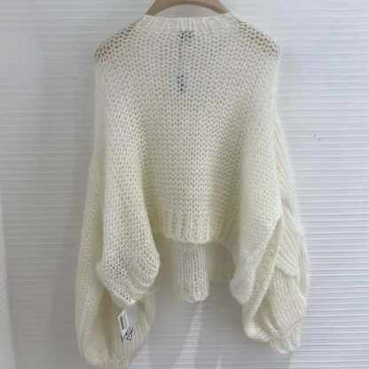 Loewe Women Anagram Sweater in Mohair-White S359Y14KBO - 图片 4